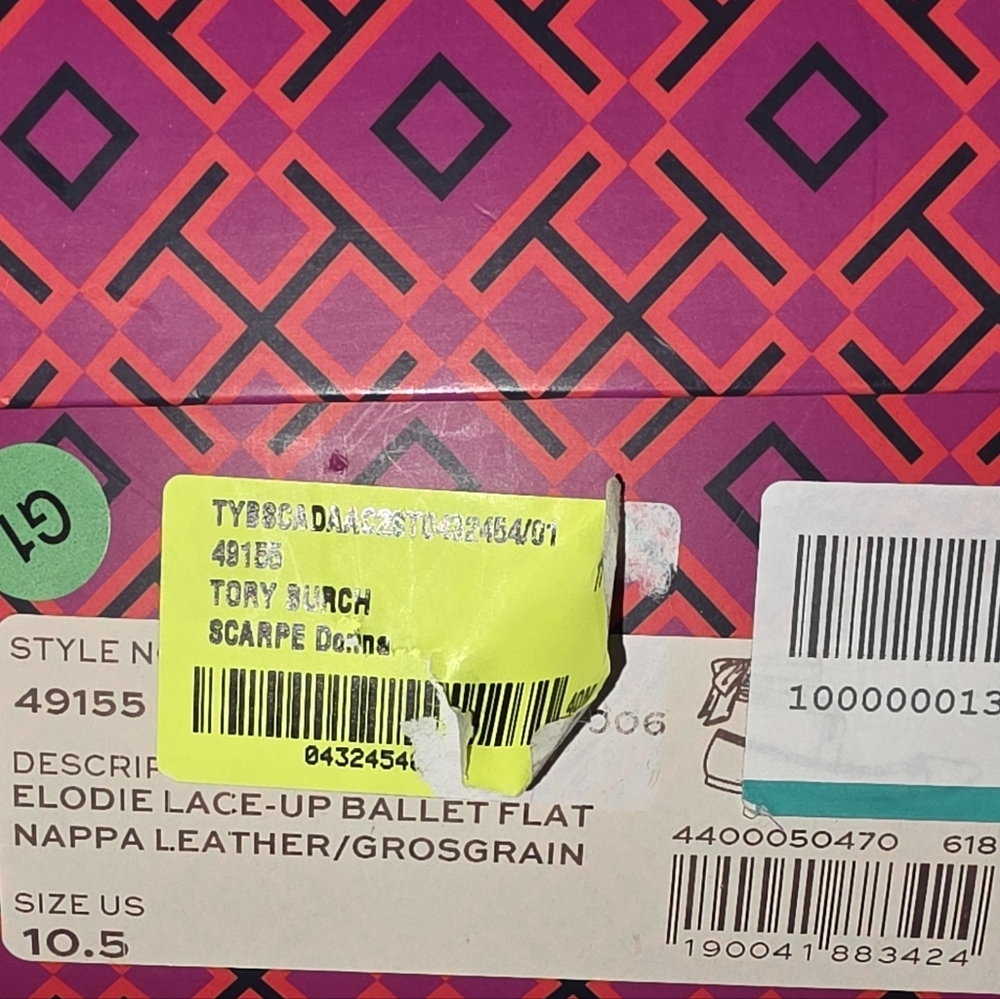 New Tory Burch Elodie Lace Up Black Ballet Flats Size 10.5 - Picture 14 of 14